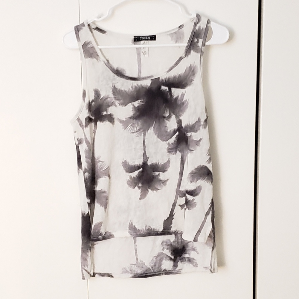 Watercolor Palm Tree Print High Low Tank Top